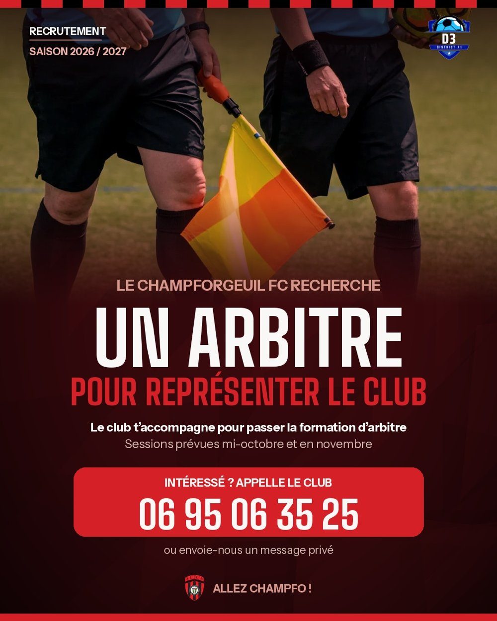 Affiche : le Champforgeuil FC recherche un arbitre